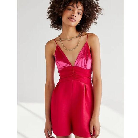 Free People Sylkie Vibrant Pink Romper - Picture 1 of 8